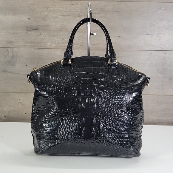 Brahmin Handbags - Brahmin Black Croc-Embossed Leather Tote Bag - Stylish Women's Handbag